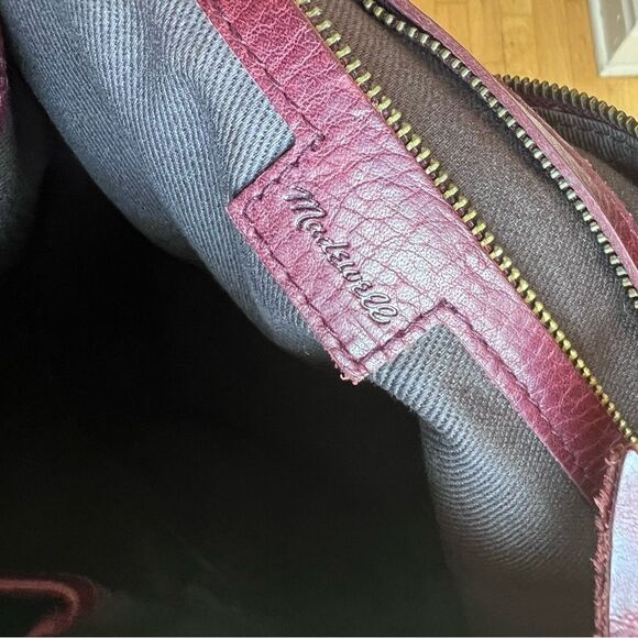 The Zip Top Transport Carryall Dark Cabernet Leather Tote Bag Retired Crossbody - Picture 9 of 11